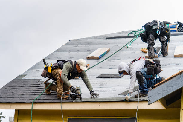Professional Roofing technician working in North Prairie, WI